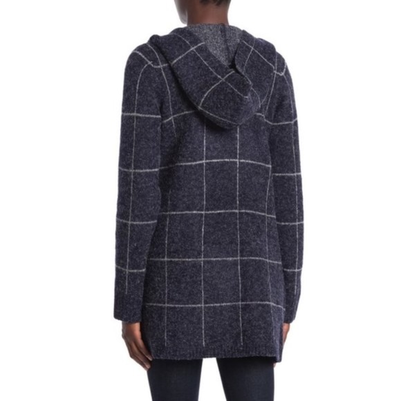 Cyrus Windowpane Hooded Cardigan Coat - Picture 2 of 6